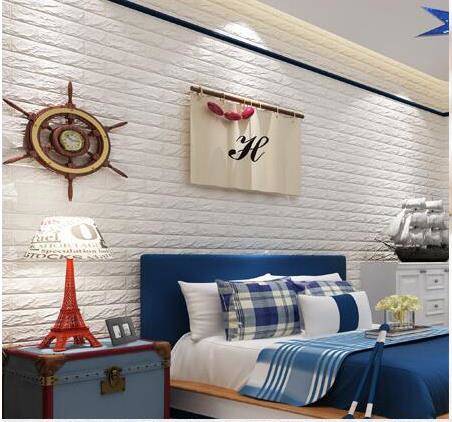 Yapışkanlı 3D Desenli Yastık Duvar Paneli Beyaz