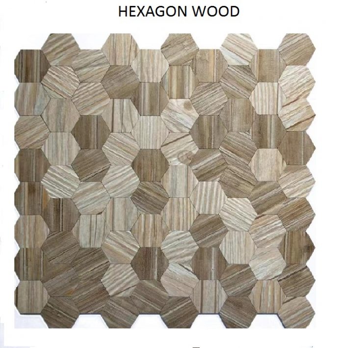 Ahşap Mozaikli Duvar Paneli Hexagon Wood