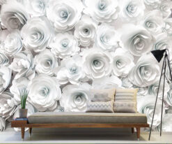 3 boyutlu Beyaz Çiçek Duvar Kağıdı