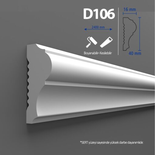 Boyanabilir Sert Dekoratif Duvar Çıtası D-106