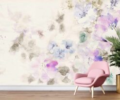 Mor Çiçekler 3d Duvar Kağıdı