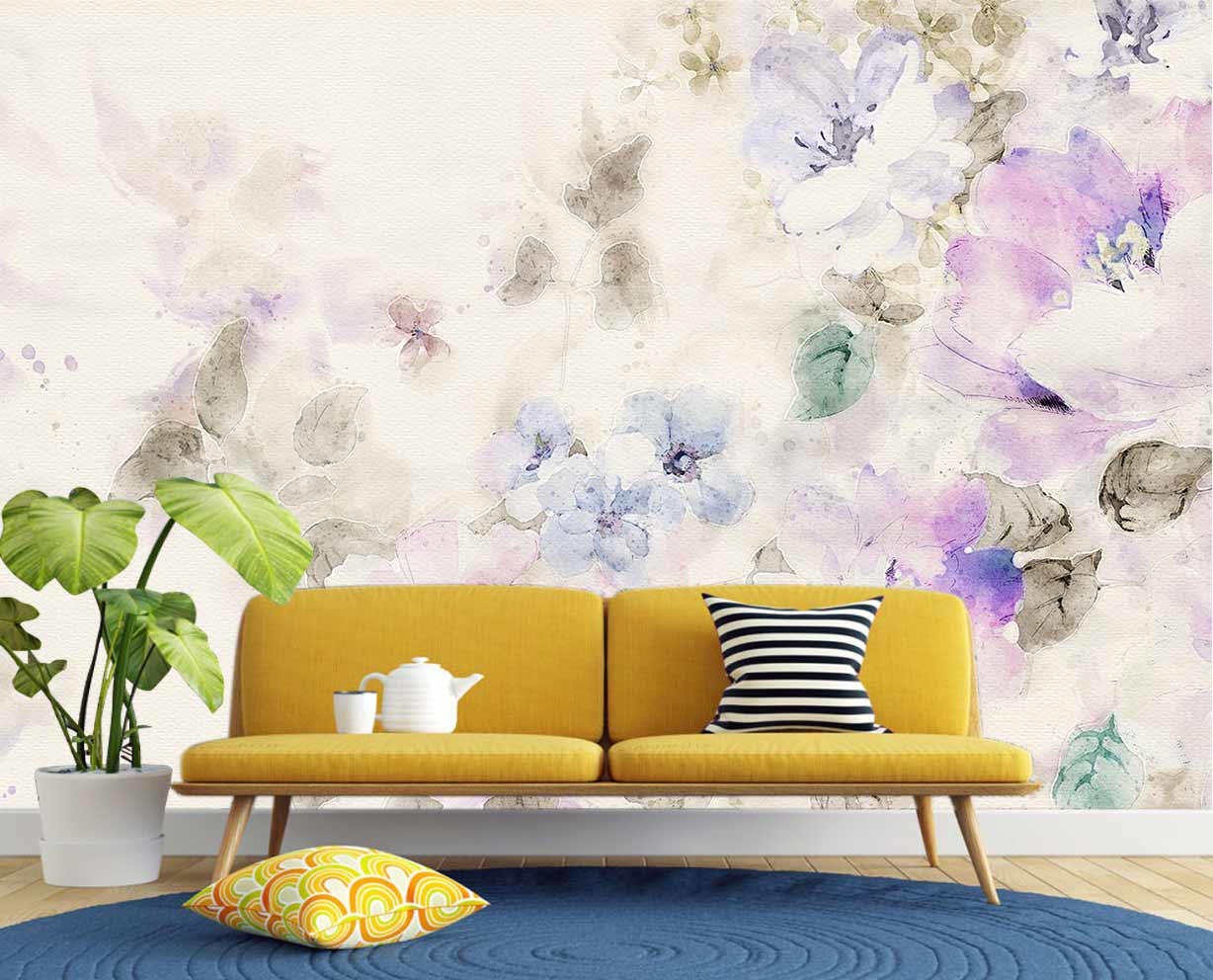 Mor Çiçekler 3d Duvar Kağıdı Mor Çiçekler 3d Duvar Kağıdı