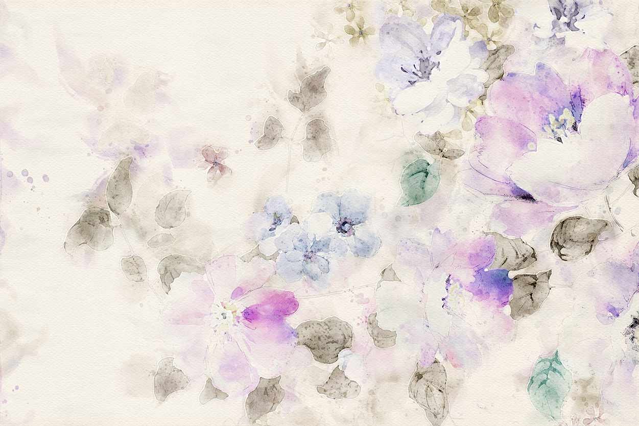 Mor Çiçekler 3d Duvar Kağıdı Mor Çiçekler 3d Duvar Kağıdı