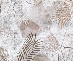 Kahve Yapraklar 3d Duvar Kağıdı